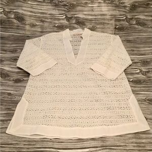 Tory Burch Ivory Eyelet Tunic